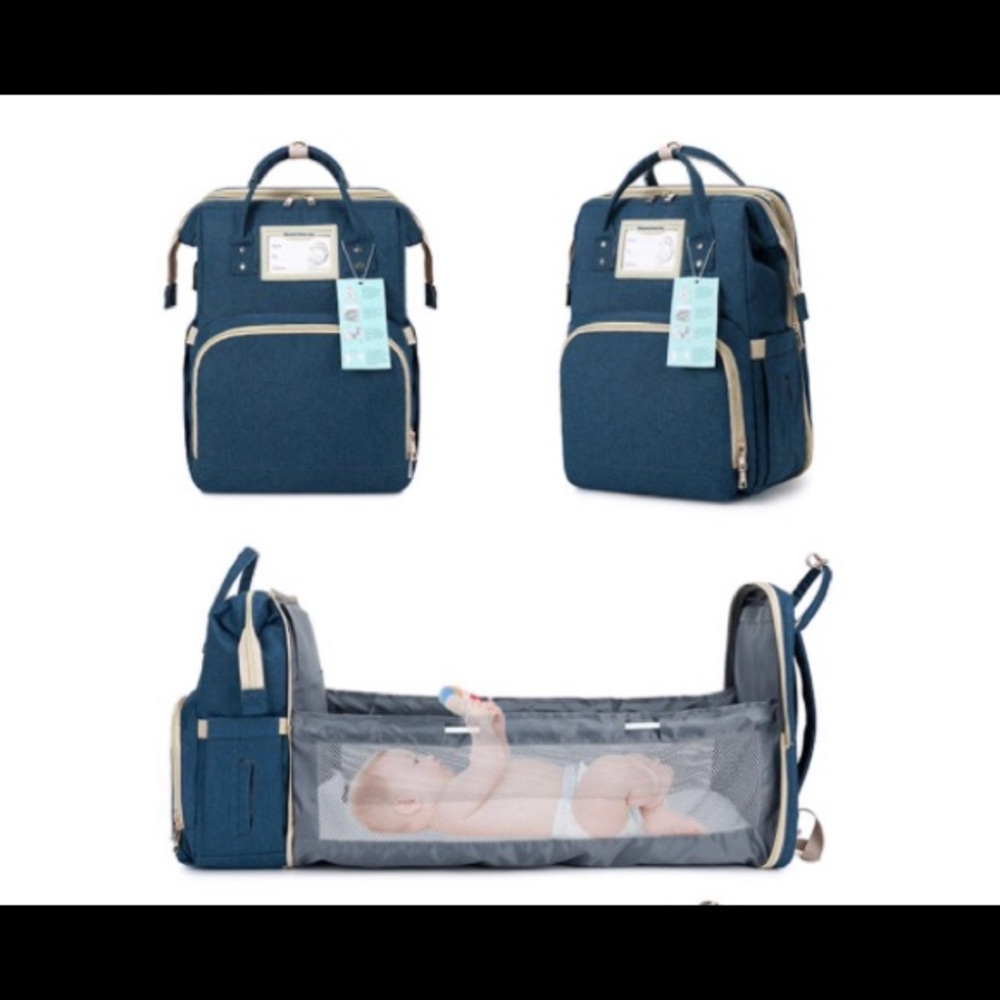 NWT Multi-Functional Diaper & Mummy Bag, Travel Basinet Foldable Blue